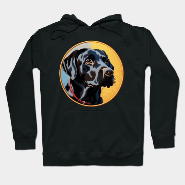 Black Lab Embroidered Patch Hoodie by Xie